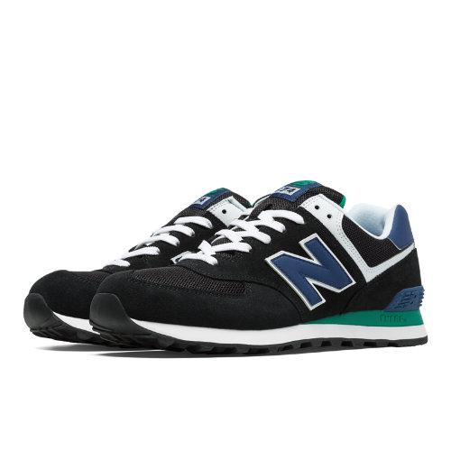 574 New Balance Men's 574 Shoes - Black, Blue, Green (ml574mon)
