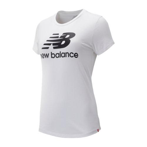 New Balance 91546 Women's Essentials Stacked Logo Tee - White/black (wt91546wk)
