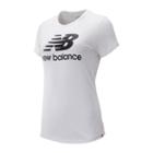 New Balance 91546 Women's Essentials Stacked Logo Tee - White/black (wt91546wk)