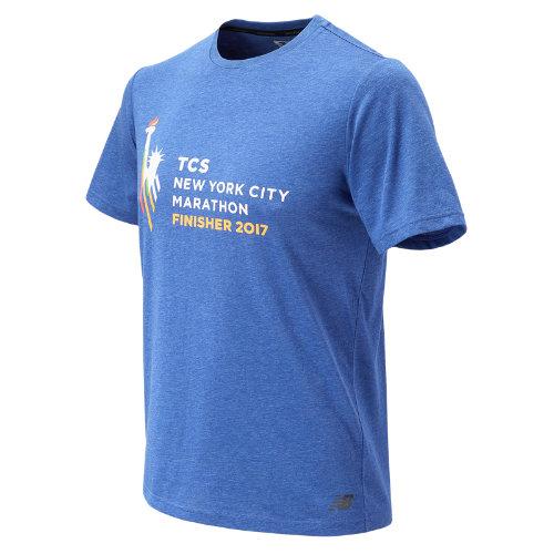 New Balance 73080 Men's Nyc Marathon Finisher Heather Tech Short Sleeve - Blue (mt73080vtrr)