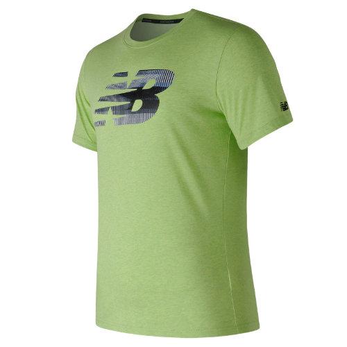 New Balance 73082 Men's Heather Tech Nb Graphic Ss - Green (mt73082egl)