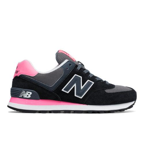 New Balance 574 Core Plus Women's 574 Shoes - Black/pink/grey (wl574cpl)