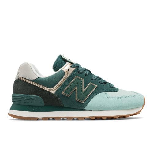 New Balance 574 Metallic Patch Women's 574 Shoes - Green/yellow (wl574mlc)