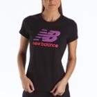 New Balance 3149 Women's Large Logo Tee - Black, Azurite, Pink Glo (wet3149bk)