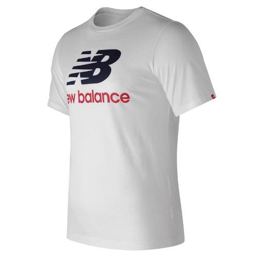 New Balance 73587 Men's Essentials Stacked Logo Tee - White (mt73587wt)