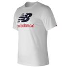 New Balance 73587 Men's Essentials Stacked Logo Tee - White (mt73587wt)