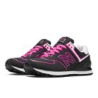 New Balance Neon Lights 574 Women's Lifestyle Shoes - Black, Neon Pink, Dark Grey (wl574nen)
