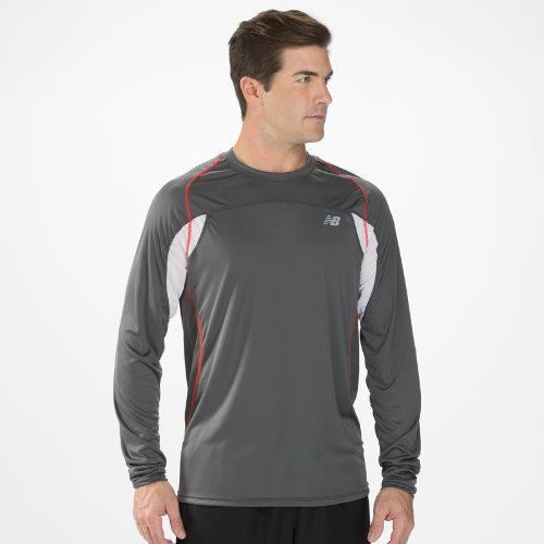 New Balance 4128 Men's Momentum Long Sleeve - Magnet, Velocity Red (mrt4128vlr)