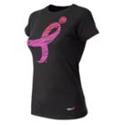 New Balance 53166 Women's Pink Ribbon Tee - Black/pink Glo (rwt53166bk)