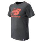 New Balance 53511 Men's Short Sleeve Logo Tee - Heather Charcoal, Flame (mt53511hlm)