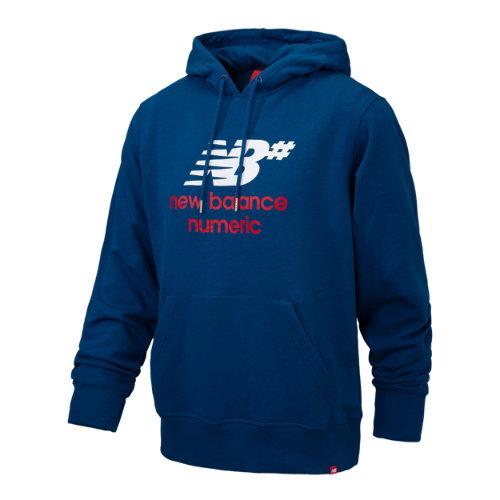 New Balance 93657 Men's Nb Numeric Logo Stacked Hoodie - Blue (mt93657anb)