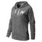 New Balance 4365 Women's Essentials Full Zip Hoodie - Heather Grey, White (wej4365hgr)