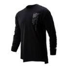New Balance 91049 Men's Printed R.w.t. Long Sleeve Heathertech Tee - Black/white (mt91049bkw)