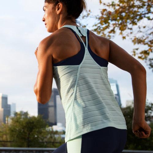 New Balance 91215 Women's Q Speed Breathe Striped Tank - Blue (wt91215wvp)
