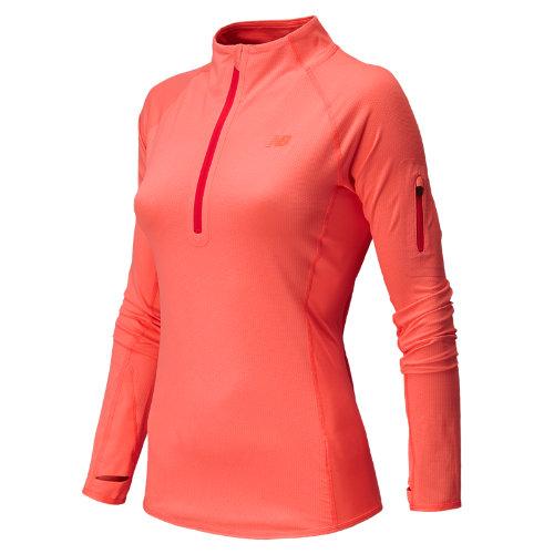 New Balance 5101 Women's Ultra Half Zip - Fiji Heather, Bright Cherry (wrt5101fjh)