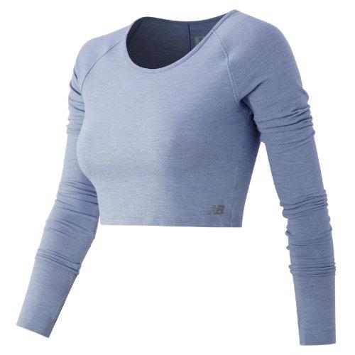 New Balance 53459 Women's Cropped Studio Top - Daybreak Heather (wt53459dbh)