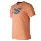 New Balance 73082 Men's Heather Tech Nb Graphic Short Sleeve - Orange (mt73082dyt)