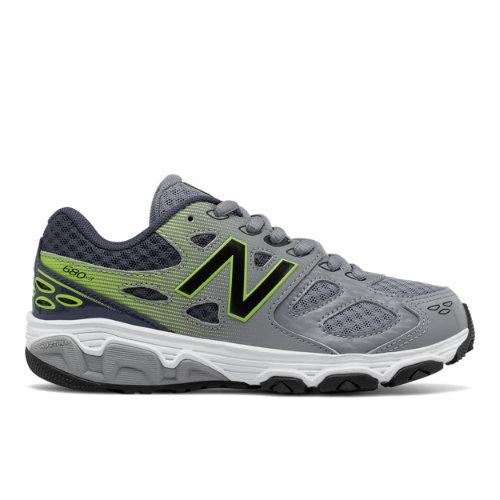 New Balance 680v3 Kids Grade School Running Shoes - Grey/yellow (kr680ghy)
