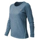 New Balance 53151 Women's Heathered Long Sleeve Tee - Deep Water Heather (wt53151dwh)