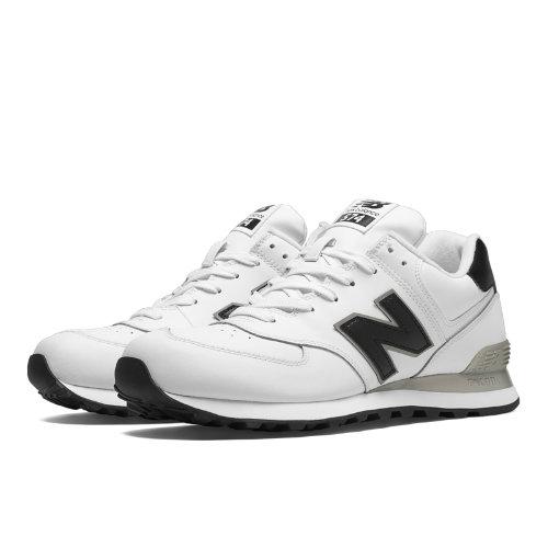 New Balance 574 Leather Men's 574 Shoes - White, Black (nb574alk)