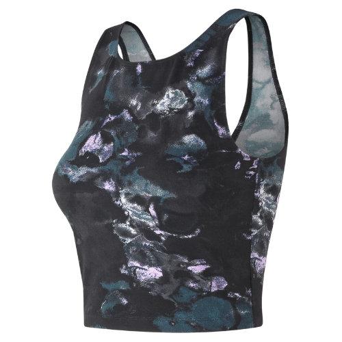 New Balance 91471 Women's Printed Evolve Crop Tank - Purple/black (wt91471vlp)