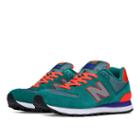 New Balance 574 Paradise Awaits Women's Shoes - Dark Green, Orange (wl574tpb)