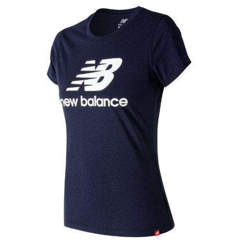 New Balance 91546 Women's Essentials Stacked Logo Tee - Navy (wt91546pgm)