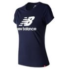 New Balance 91546 Women's Essentials Stacked Logo Tee - Navy (wt91546pgm)