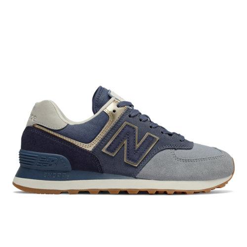 New Balance 574 Metallic Patch Women's 574 Shoes - Blue/yellow (wl574mld)