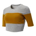 New Balance 93159 Women's Relentless Blocked Crop Tee - Grey/yellow (wt93159ag)