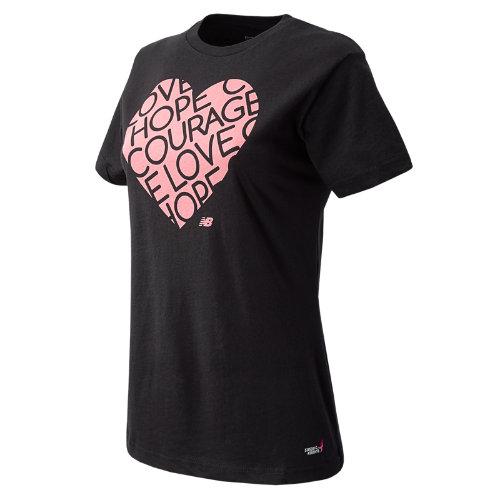 New Balance 5143 Women's Pink Ribbon Heart Tee - Black, Pink (rwgt5143bk)