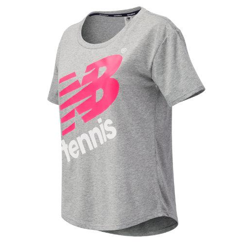New Balance 73435 Women's Heathered Tennis Short Sleeve - Grey (wt73435ag)