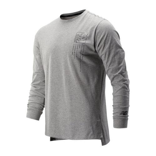 New Balance 91049 Men's Printed R.w.t. Long Sleeve Heathertech Tee - Grey (mt91049ag)