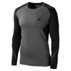 New Balance 422 Men's Long Sleeve Baseball Cold Crew - Team Black, Grey (tmmt422tbk)