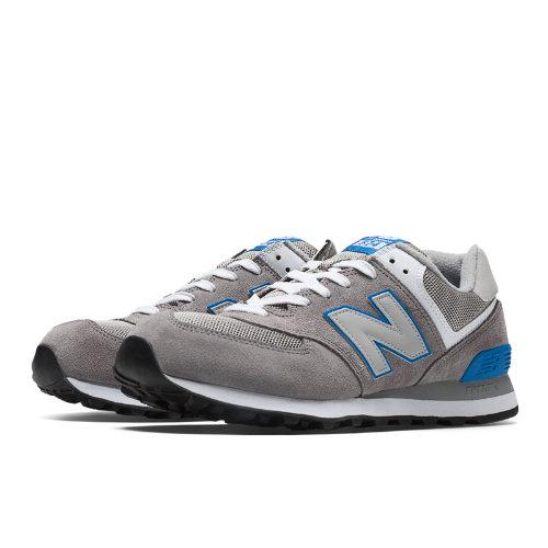 574 New Balance Men's 574 Shoes - Grey, Light Blue, White (ml574sng)