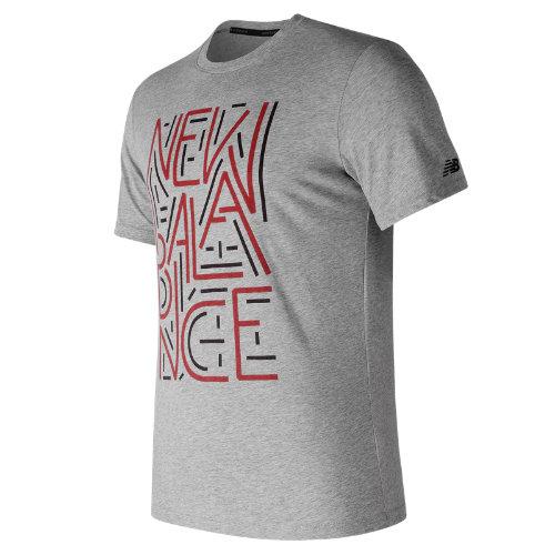New Balance 73082 Men's Heather Tech Nb Graphic Short Sleeve - Grey/red (mt73082agm)