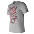 New Balance 73082 Men's Heather Tech Nb Graphic Short Sleeve - Grey/red (mt73082agm)