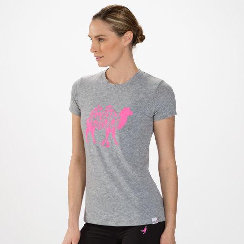 New Balance 4148 Women's Pink Ribbon Camel Tee - Athletic Grey, Watermelon (rwgt4148ag)