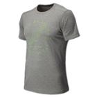 New Balance 5140 Men's Nb Classic Heathered Tee - Athletic Grey, Chemical Green (mrt5140ag)