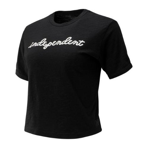 New Balance 93480 Women's Evolve Cropped Tee - Black/white (wt93480bm)