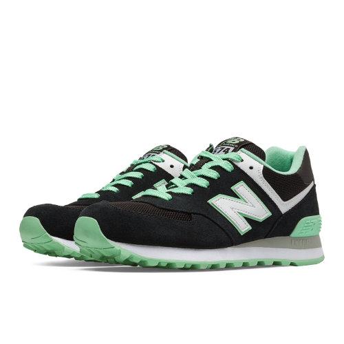 574 New Balance Women's 574 Shoes - Black, Pistachio, White (wl574cpc)
