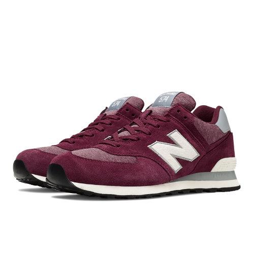 New Balance Pennant Pack 574 Men's 574 Shoes - Burgundy, Off White (ml574pmw)