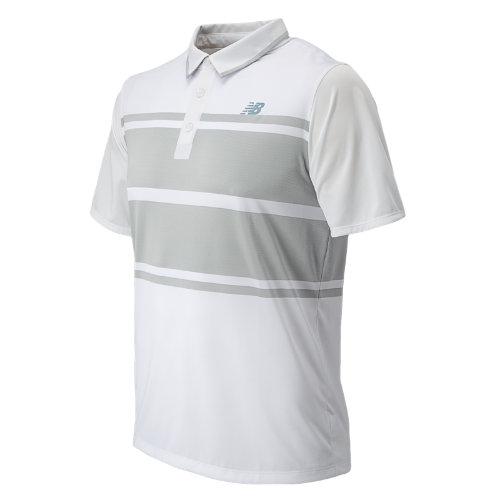 New Balance 53404 Men's Tournament Yarn Dyed Polo - White, Silver Mink (mt53404wsv)