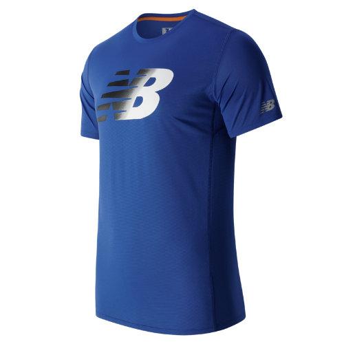 New Balance 63066 Men's Accelerate Ss Graphic Top - Blue/white (mt63066mib)