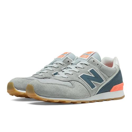 696 New Balance Women's Running Classics Shoes - Grey, Blue Smoke, Shell Pink (wl696mnk)