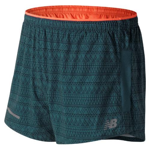 New Balance 71230 Men's Impact 3 Inch Printed Split Short - Green/black/orange (ms71230sut)