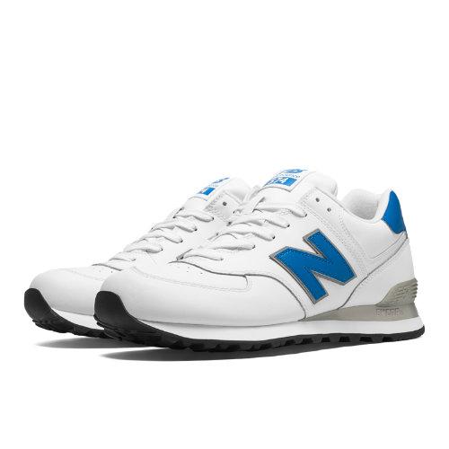 New Balance Leather 574 Men's 574 Shoes - White, Blue (nb574ald)