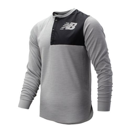 New Balance 93712 Men's Asym Baseball Henley - Grey (mt93712ag)