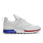 New Balance 574 Sport Kids Grade School Lifestyle Shoes - White/blue/red (kfl574vg)
