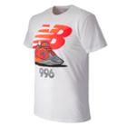New Balance 53227 Men's Sneakertoons 996 Tee - White, Flame (mt53227pwt)